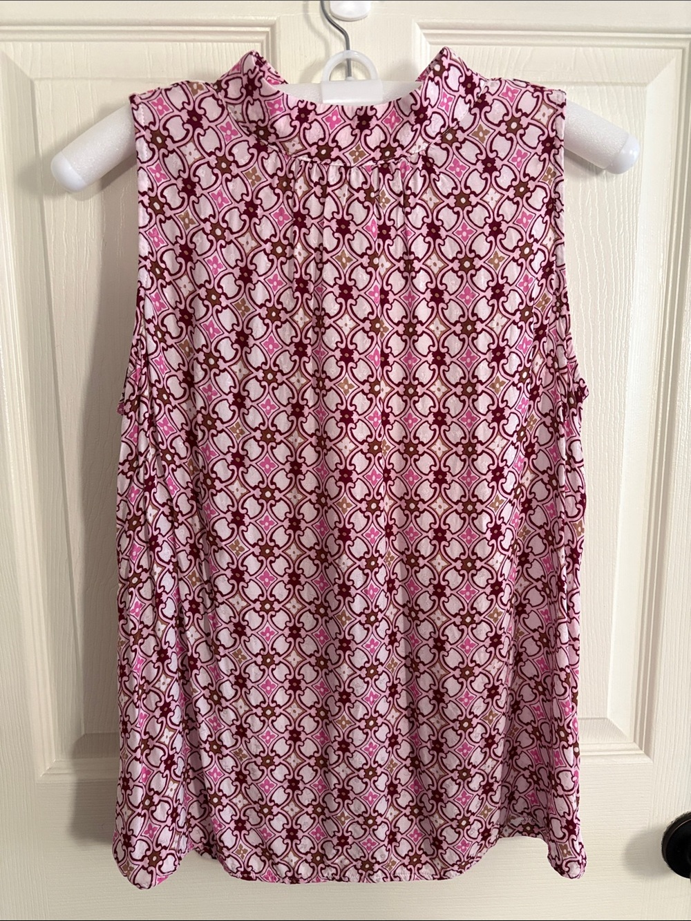 LOFT Pink and Brown Geometric Sleeveless Camisole